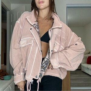 Free People Pink Jacket with Black Accents